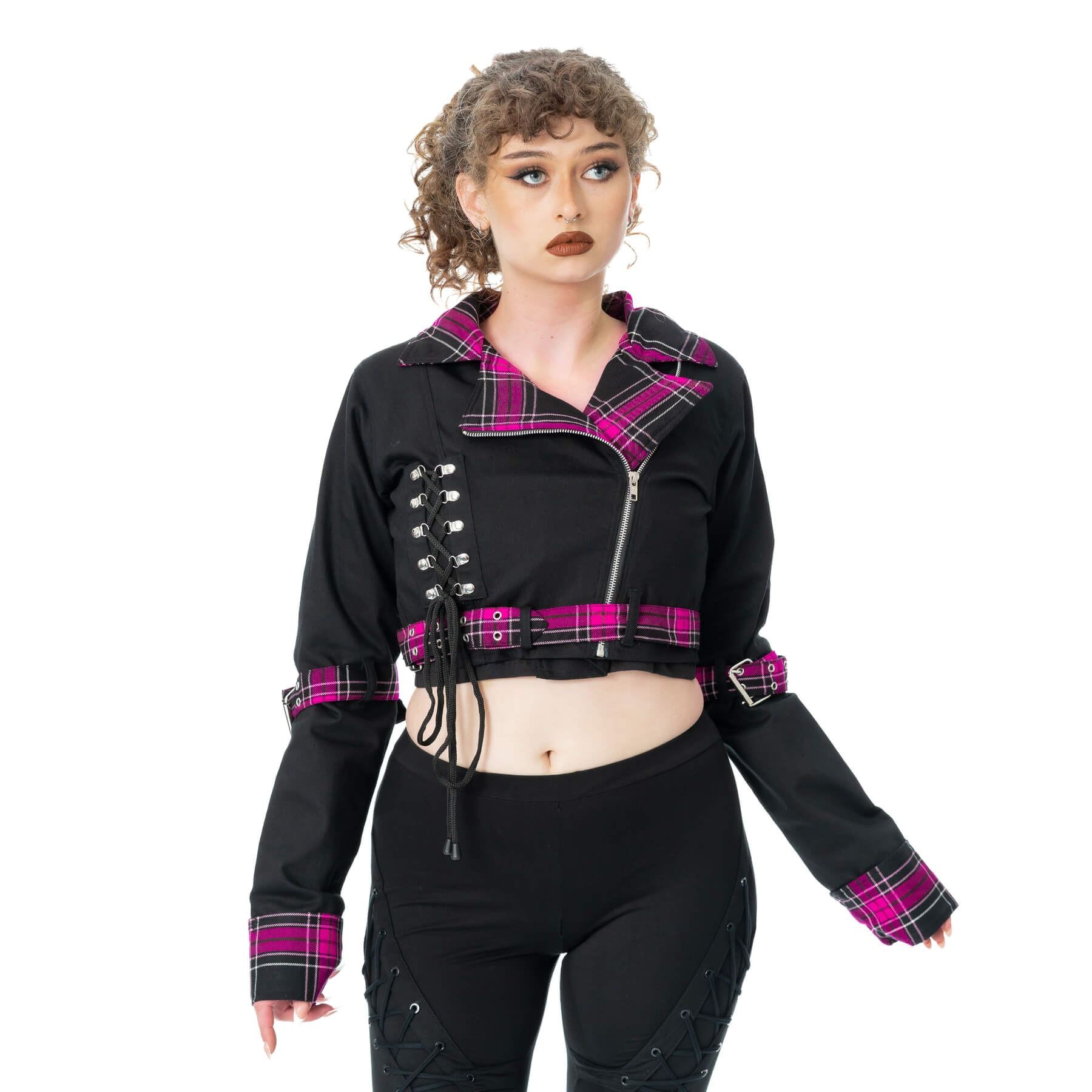 HEARTLESS HEXBOURNE JACKET - BLACK/DARK PINK CHECK – Osiris Gothic