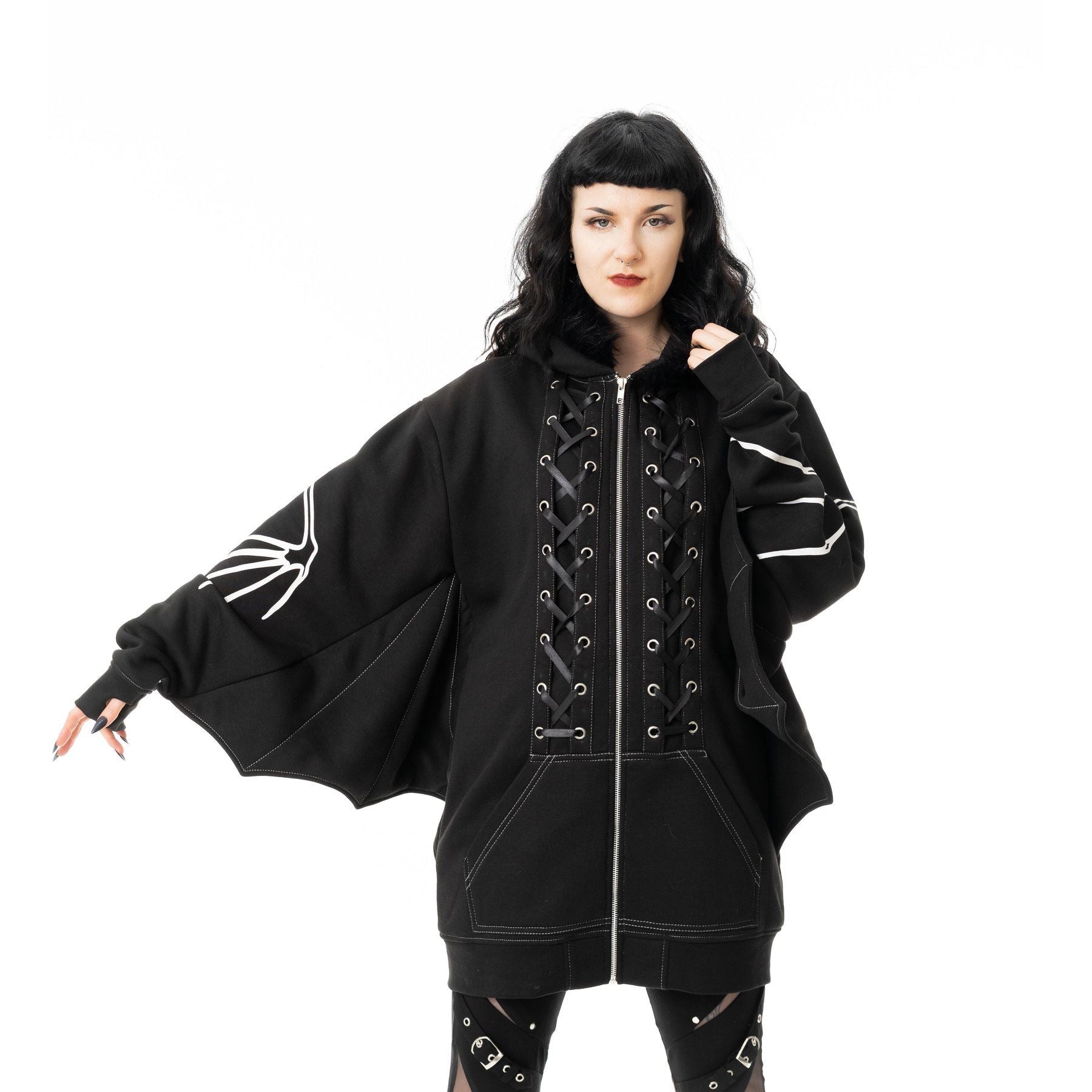 HEARTLESS ANATOMY BAT HOOD - BLACK – Osiris Gothic